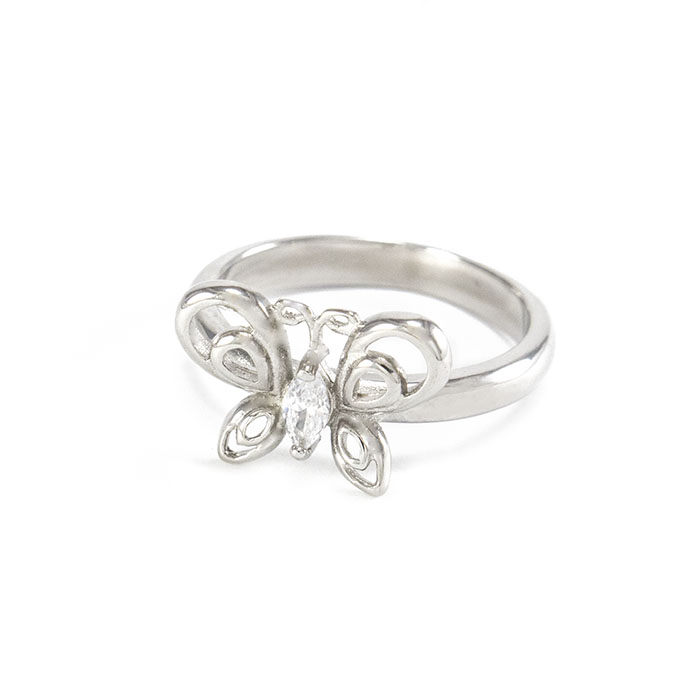 

Кольцо Бабочка с фианитом серебристое Арт. RN083SL (17)