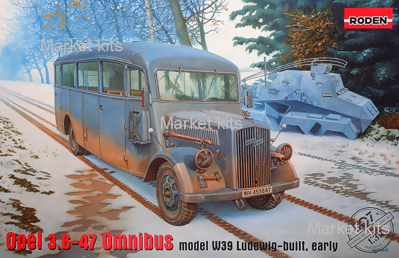 

Немецкий штабной автобус Opel Blitz 3.6 – 47 Omnibus W39 Ludewig (Essen) 1:35 RODEN (RN807)