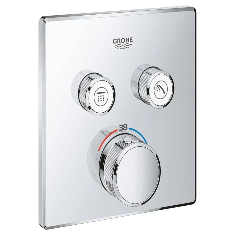 

Смеситель термостатический для душа внешняя часть на 2 выхода Grohe Grohtherm SmartControl 29124000 хром белый (55872)