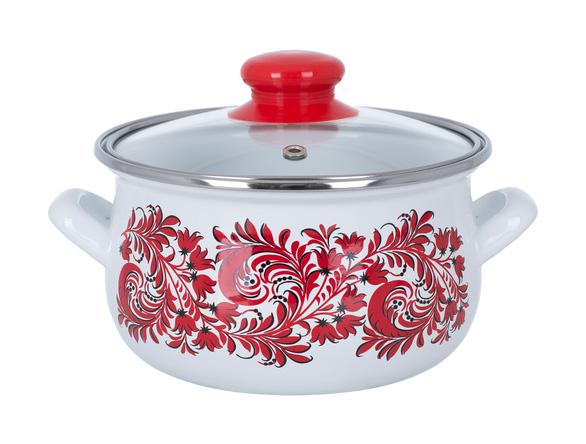 

Кастрюля эмалированная Infinity Red Flowers 2.4л, индукционная