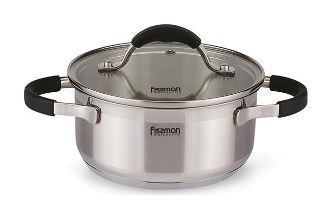 

Кастрюля Fissman Magnifika 2.1л из нержавеющей стали с силиконовыми накладками на ручках