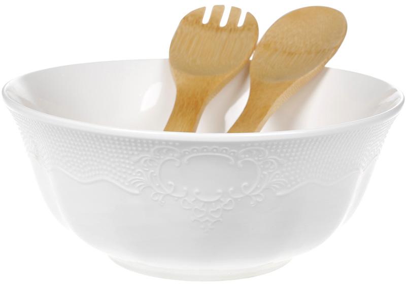 

Салатник фарфоровый Ceram-Bamboo Ø24х9см и две кухонные лопатки бамбуковые