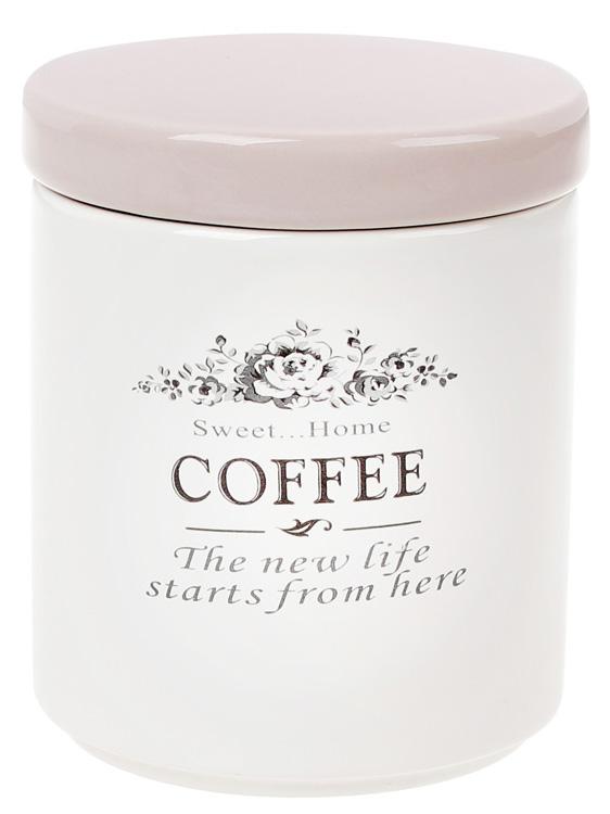 

Банка керамическая Sweet Home COFFEE 750мл для хранения кофе, розовая крышка