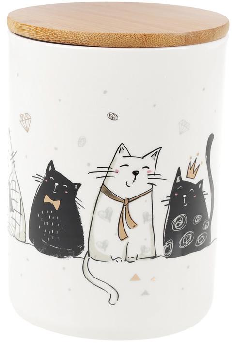 

Банка фарфоровая "Cats in gold" 1л с бамбуковой крышкой