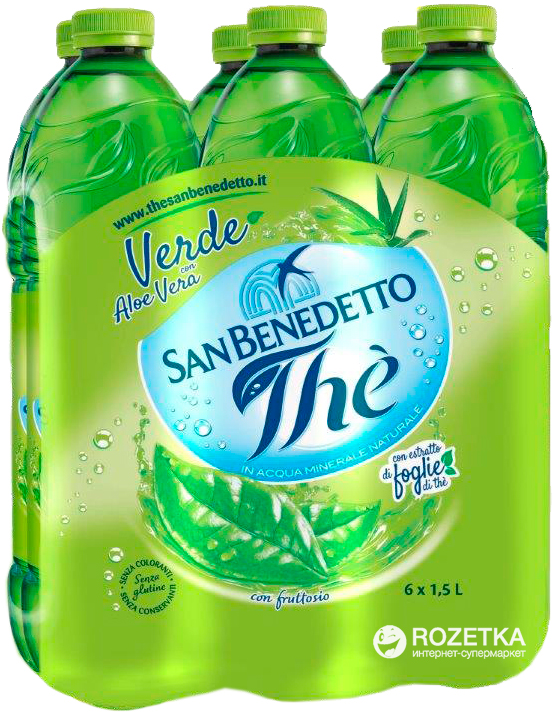 Акція на Упаковка холодного зеленого чая San Benedetto Алоэ Вера 1.5 л х 6 бутылок (8001620003886) від Rozetka UA