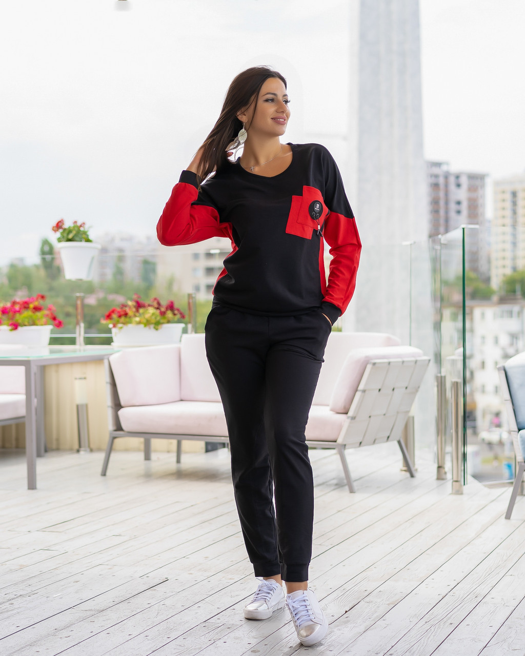 

Спортивный костюм So StyleM  Черный с красным 1205-342, Спортивный костюм So StyleM 42 Черный с красным 1205-342