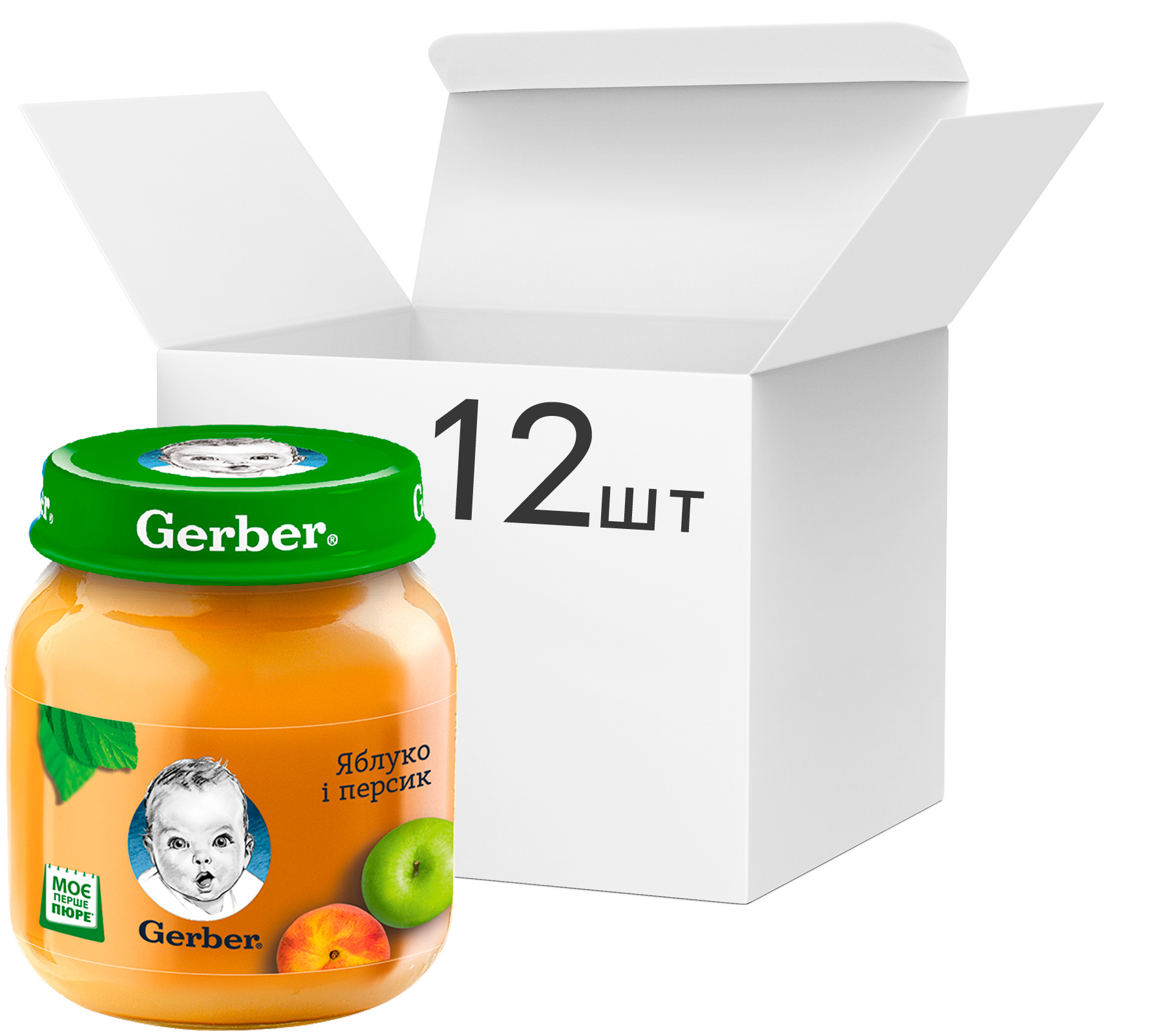 Акция на Упаковка фруктового пюре Gerber Яблоко и персик с 6 месяцев 130 г х 12 шт (7613033514906) от Rozetka UA