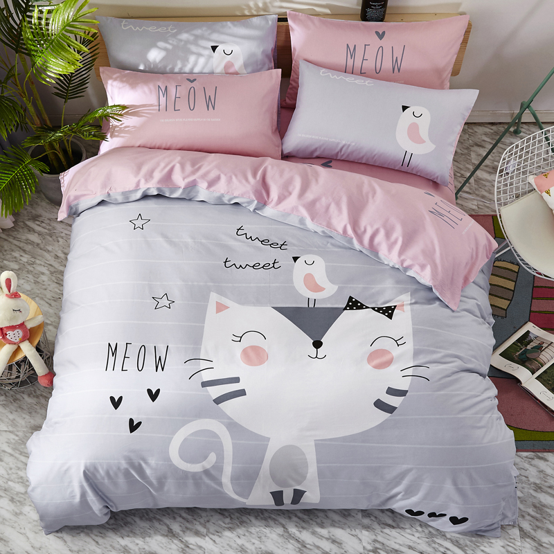 

Комплект постельного белья Meow (полуторный) Berni Home Серый