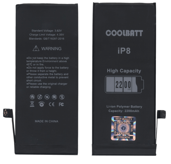 

Батарея CoolBatt для iPhone 8 (усиленная) 2200mAh ( 5458 )