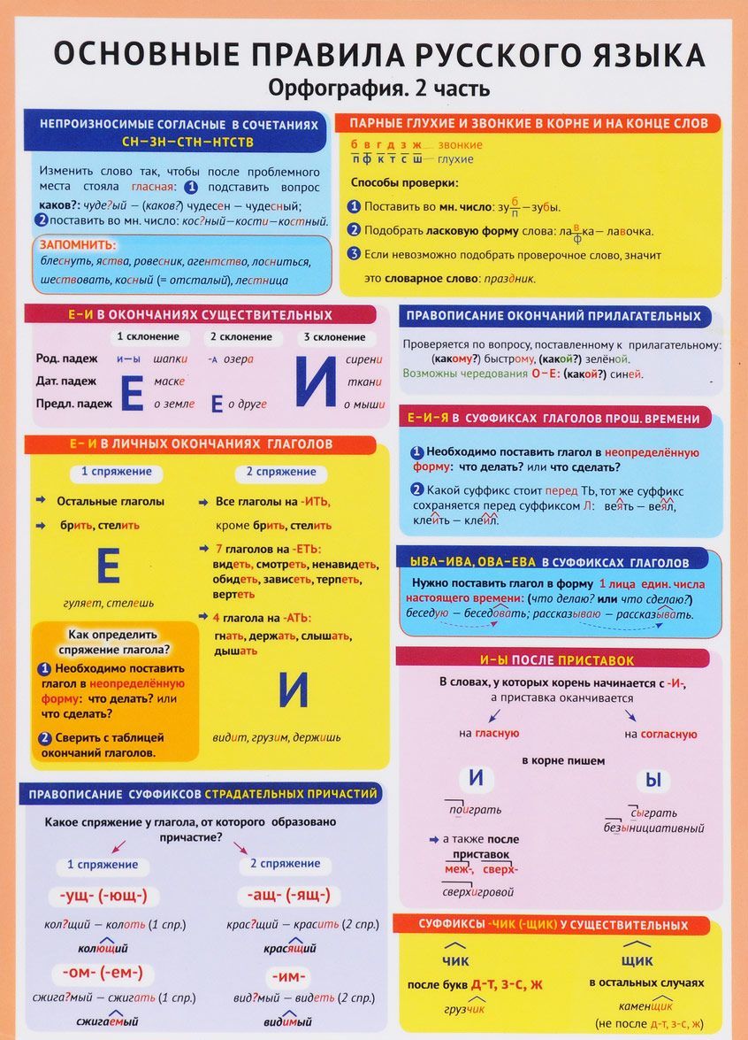 

Основные правила русского языка. Орфография. Часть 2 (плакат)