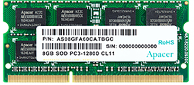 

Оперативная память Apacer SODIMM DDR3-1600 8192MB PC3-12800 (DS.08G2K.KAM)