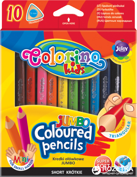 

Карандаши цветные Colorino Jumbo с точилкой 10 шт 10 цветов (32964PTR) (5907690832964)