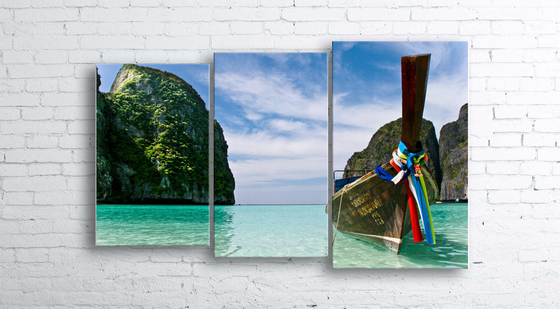 

Модульная картина на холсте 3 в 1 Тайланд. Phi Phi острова 100х160 см (секции разного размера)
