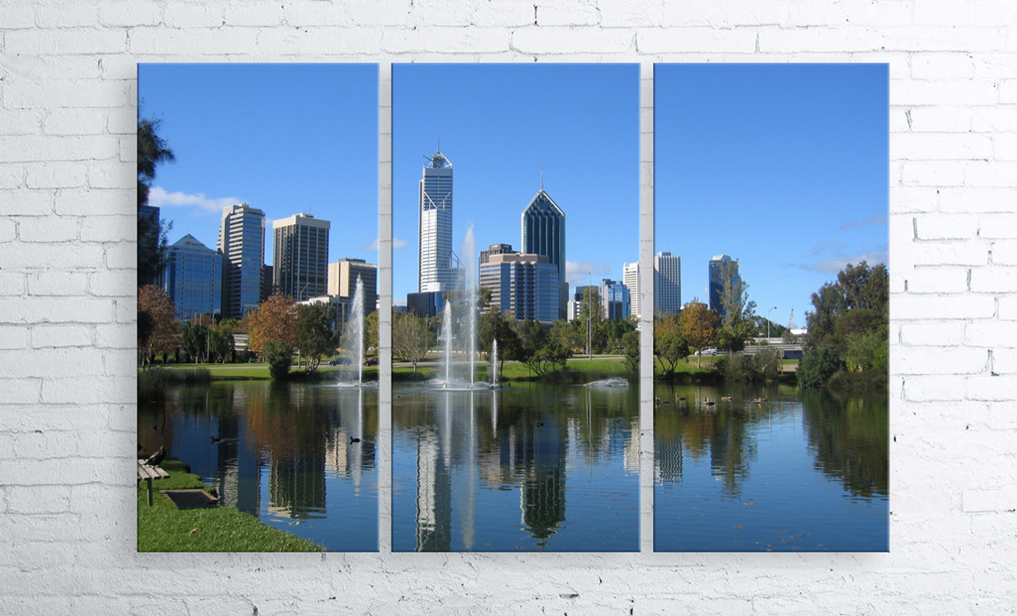 

Модульная картина на холсте 3 в 1 Австралия. Королевский парк. Речка Лебедь 100х150 см