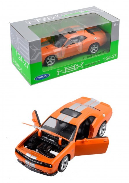 

Машинка инерционная металл 1:24 DODGE CHALLENGER SRT 2013 24049W WELLY оранжевый