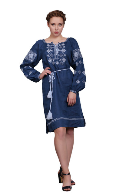 

Вишиванки narodniy-butik Віконця блакитна вишивка 46 синій 1521
