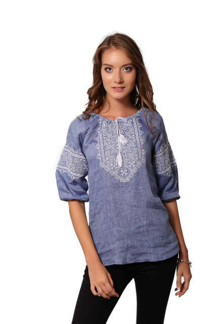 

Вишиванки narodniy-butik Твори Мир біла вишивка 52 синій 1014