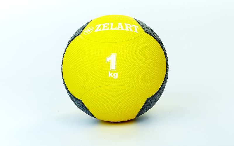 

Мяч медицинский медбол Zelart Medicine Ball FI-5121-1 1кг (резина, d-19см, желтый-черный)