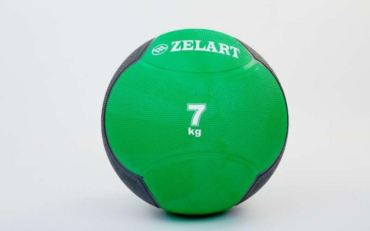 

Мяч медицинский медбол Zelart Medicine Ball FI-5121-7 7кг (резина, d-28,5см, зеленый-черный)