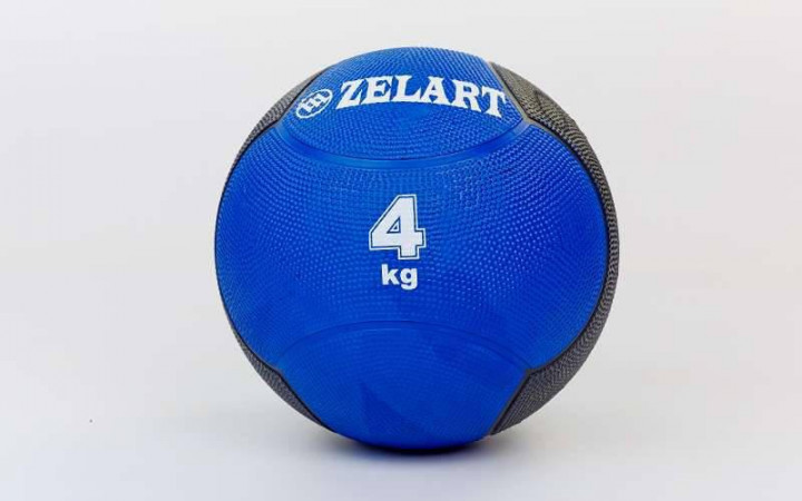 

Мяч медицинский медбол Zelart Medicine Ball FI-5121-4 4кг (резина, d-21,5см, синий-черный)