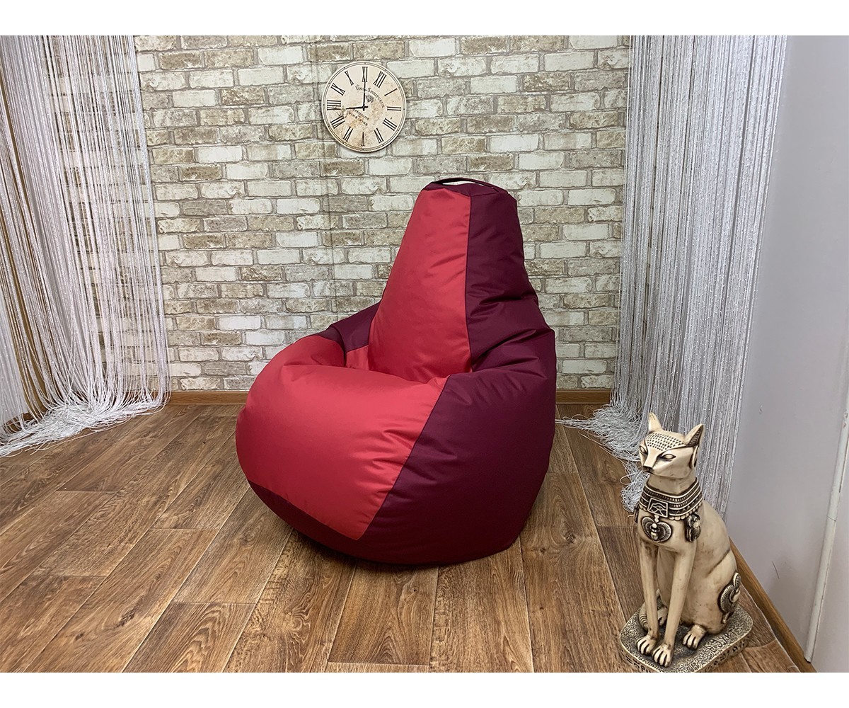 

Кресло Груша " Elegant " oksford бордовый +красный размер ХЛ 130 см х 90 см
