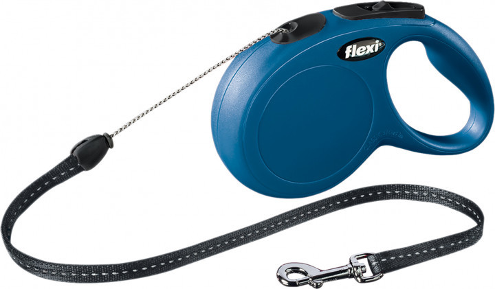 

Поводок-рулетка Flexi New Classic S, 8 м, трос, синий