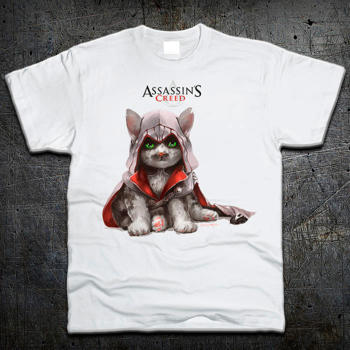 

Футболка Fruit of the Loom Кот Ассасин Cat Assassin Белый XL