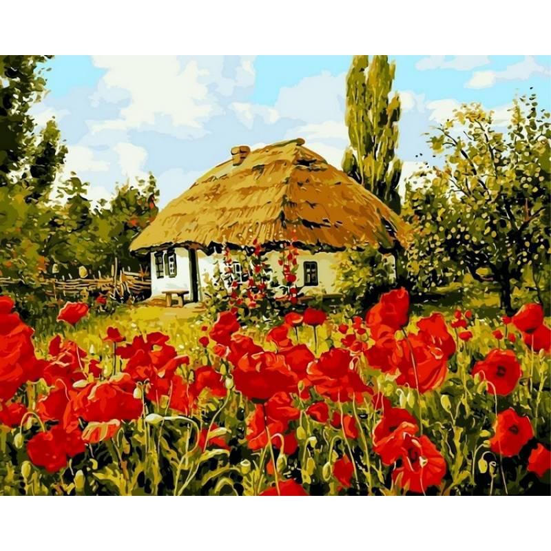 

Картина по номерам VP355 Домик в маках, 40x50 см., Babylon