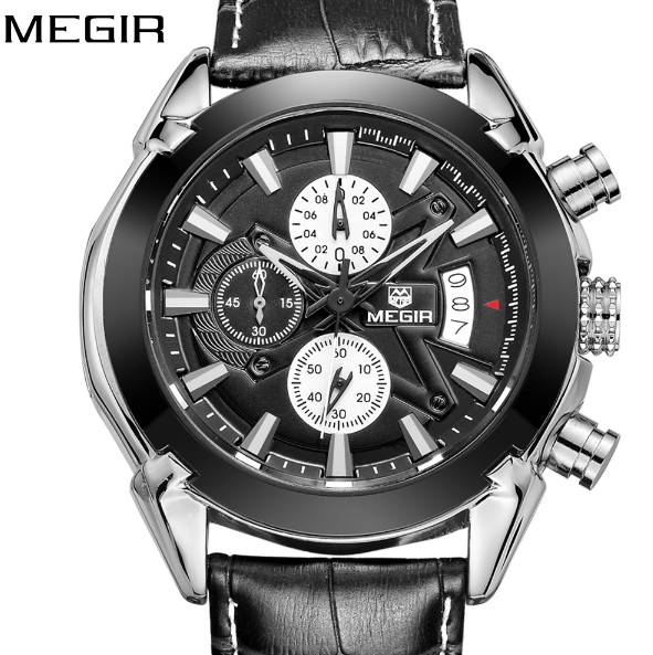 

Мужские нарунчые часы Megir Montre Dark, кварцевые с хронографом
