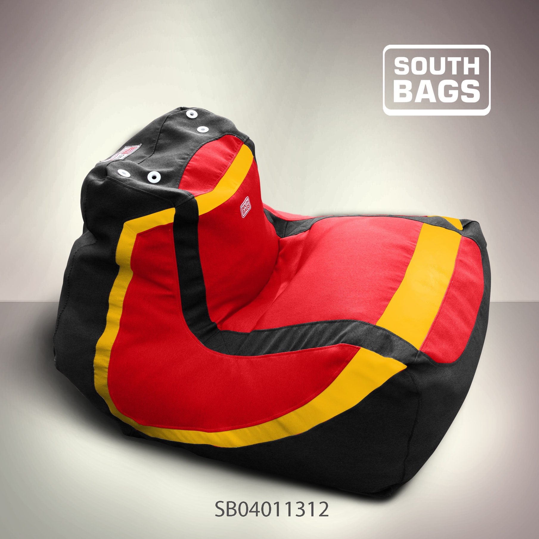 

Кресло South Bags Патрик Черно-Красный с Желтой полосой