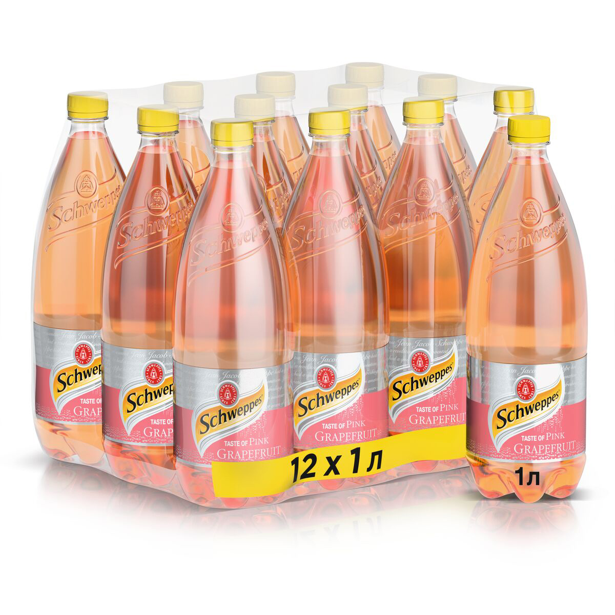 Акція на Упаковка безалкогольного напитка Schweppes Розовый грейпфрут 1 л х 12 бутылок (5449000245243) від Rozetka UA