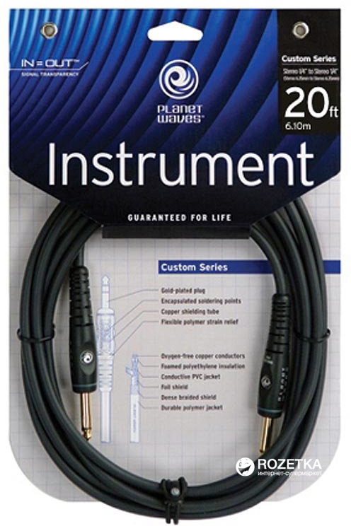 

Инструментальный кабель Planet Waves PW-G-20 Custom Series 6.1 м Black