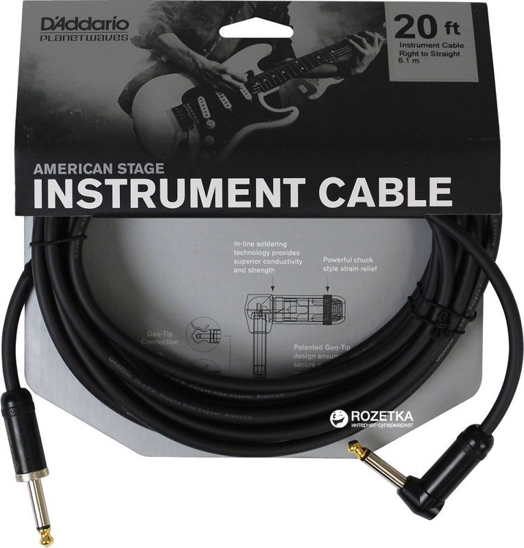 

Инструментальный кабель Planet Waves PW-AMSGRA-20 American Stage Right to Straight 6.1 м Black