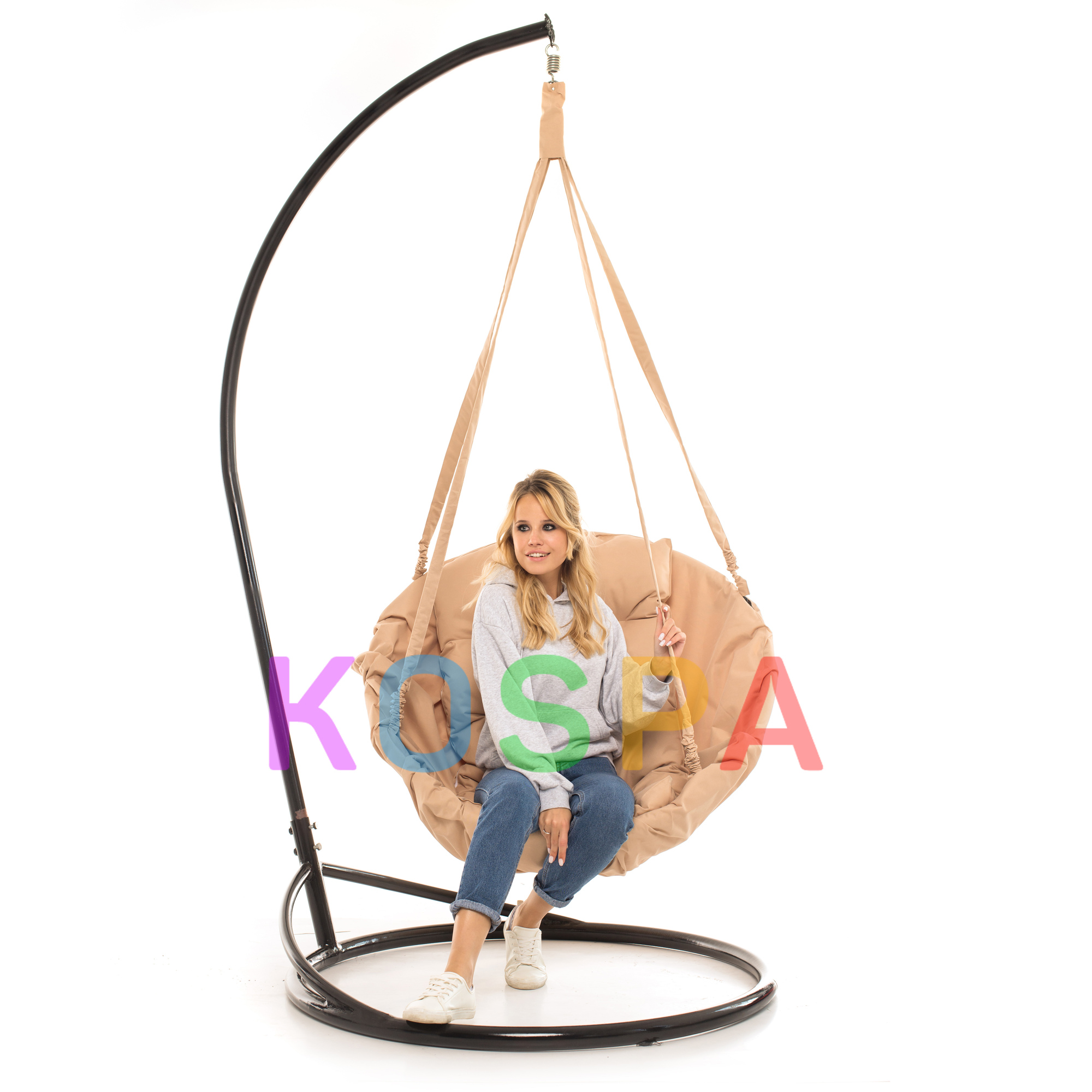 

Подвесное Кресло качеля-гамак с подставкой Kospa Lounge Standart Бежевая (LS02)