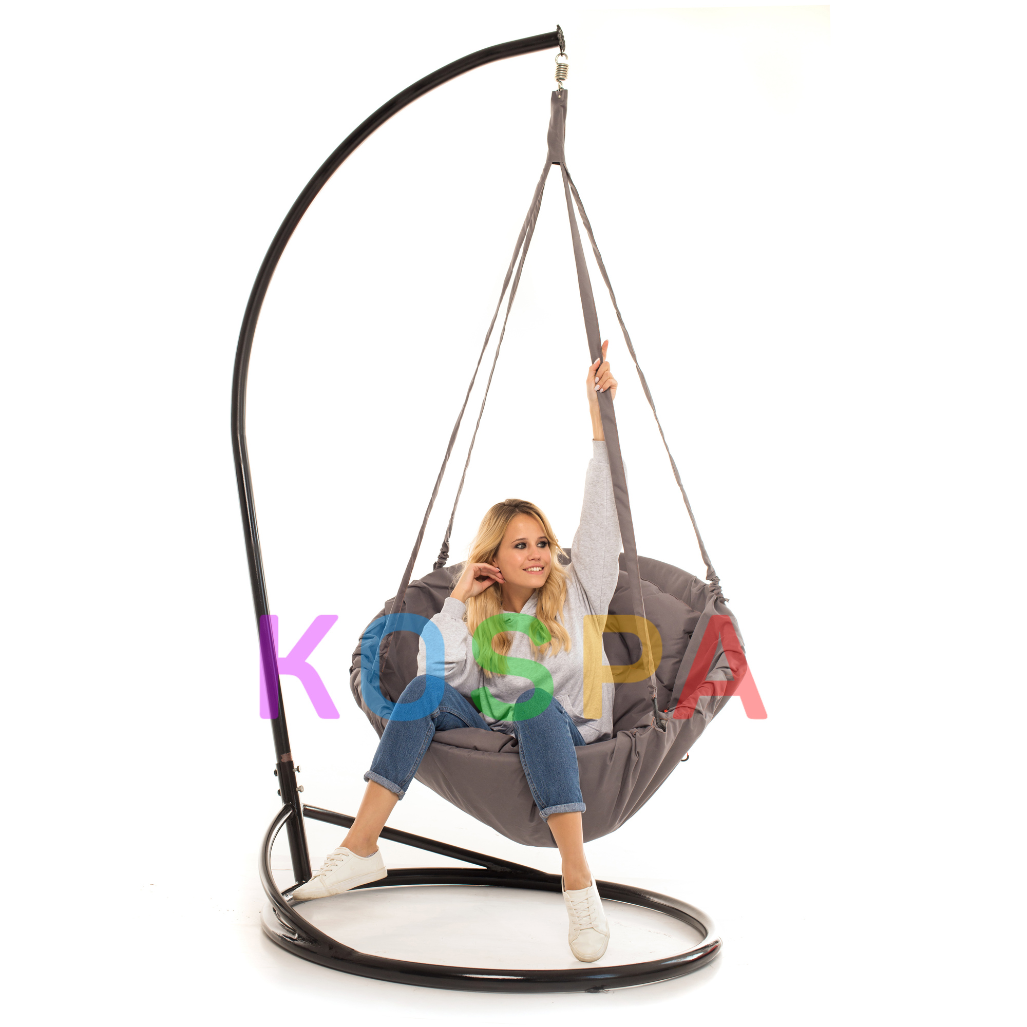 

Подвесное Кресло качеля-гамак с подставкой Kospa Lounge Standart+ Светло-серая