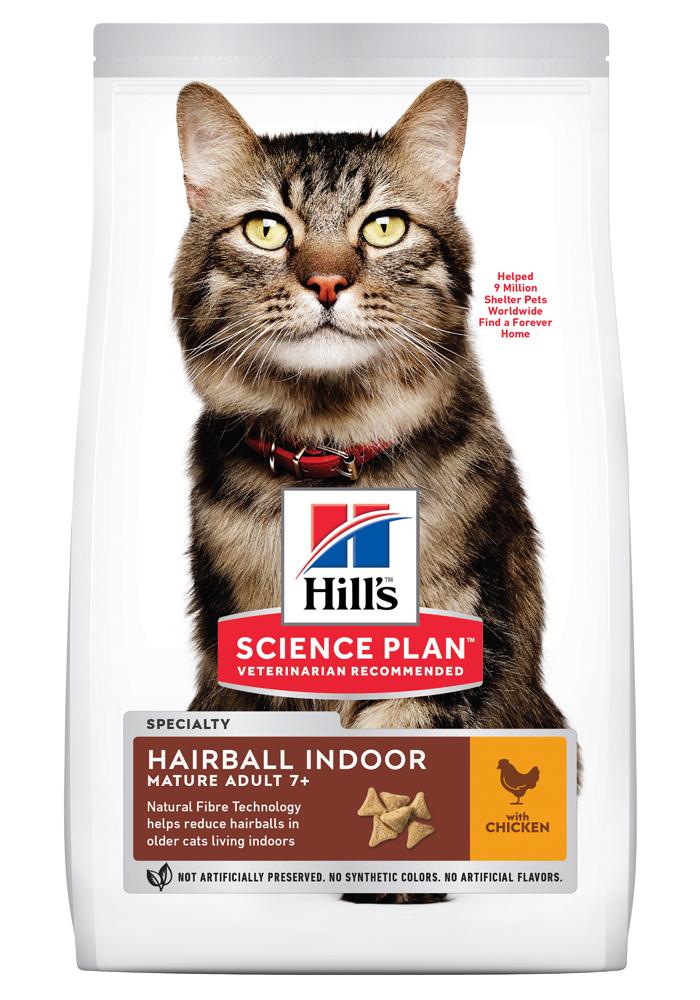 

Сухой корм для котов Hills Science Plan Hairball Indoor Mature 7+ 1,5 кг