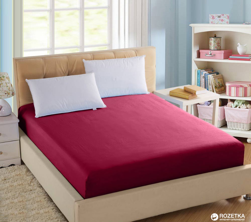 

Простынь на резинке U-tek Home Sateen 150x190х25 см Wine Red