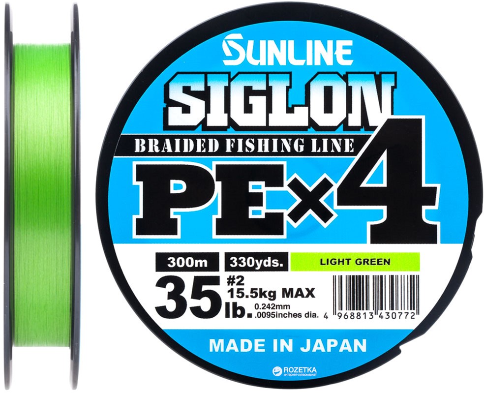 

Шнур Sunline Siglon PE х4 300 м # 2.0/0.242 мм 15.5 кг Салатовый (16580943)