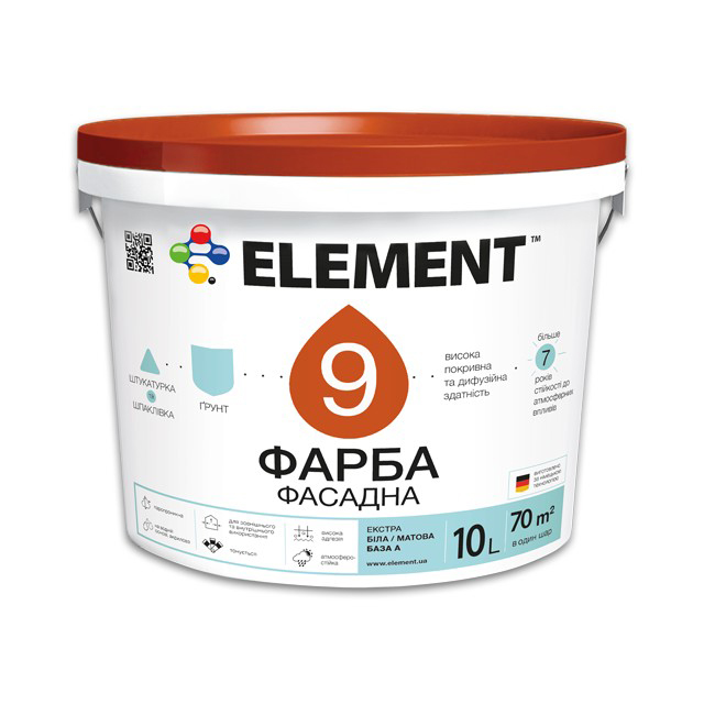 

Фасадная краска "ELEMENT" 9 (база А) 10 л