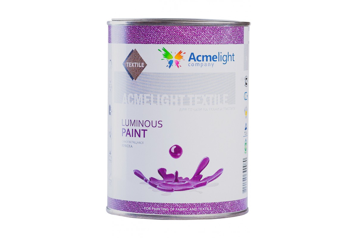 

Краска светящаяся, для тканей AcmeLight Textile розовая с розовым свечением 1 л