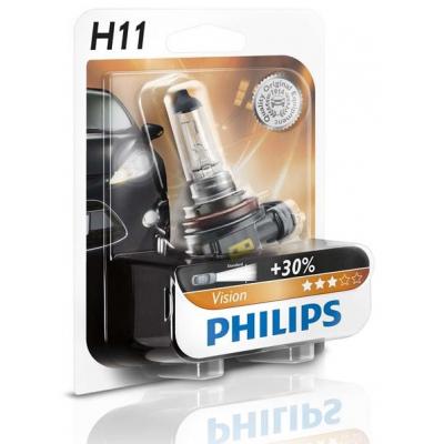 

Автолампа PHILIPS H11 Vision, 3200K, 1шт (12362PRB1)