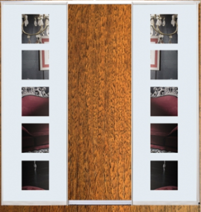 

Шкаф купе Luxe Studio Стандарт-1 ДСП/Зеркало с Пескоструем-11 2400x2200x600 трехдверный
