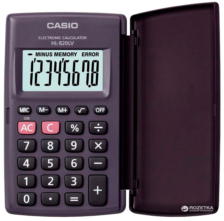 

Калькулятор Casio 8 разрядный 62.5х104х10 (HL-820LV-BK-S-GP)