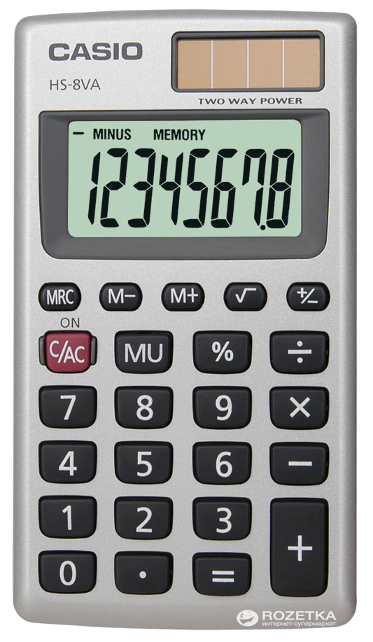 

Калькулятор Casio 8 разрядный 57х102х6.9 (HS-8VA-S-EP)