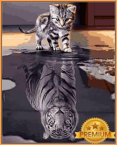 

Картина по номерам 40×50 см Babylon Premium (цветной холст + лак) Котенок - Тигр «Верь в себя». (NB 2181)