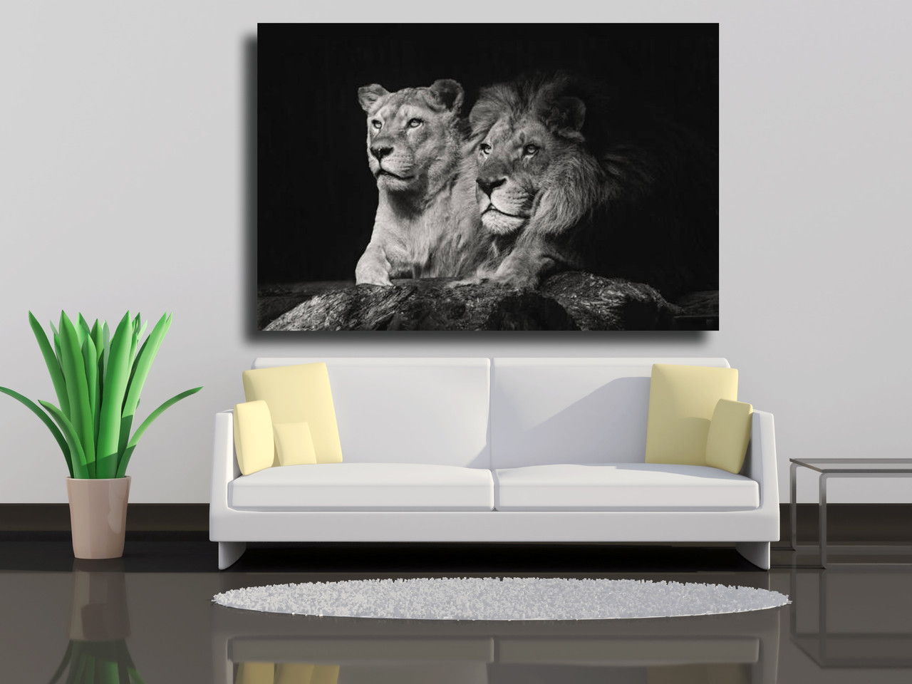 

Картина на холсте Африканские львы Зевс и Нати в зоопарке 100х70