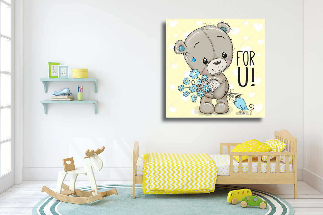 

Картина в детскую на холсте Плюшевый мишка FOR U 70х70
