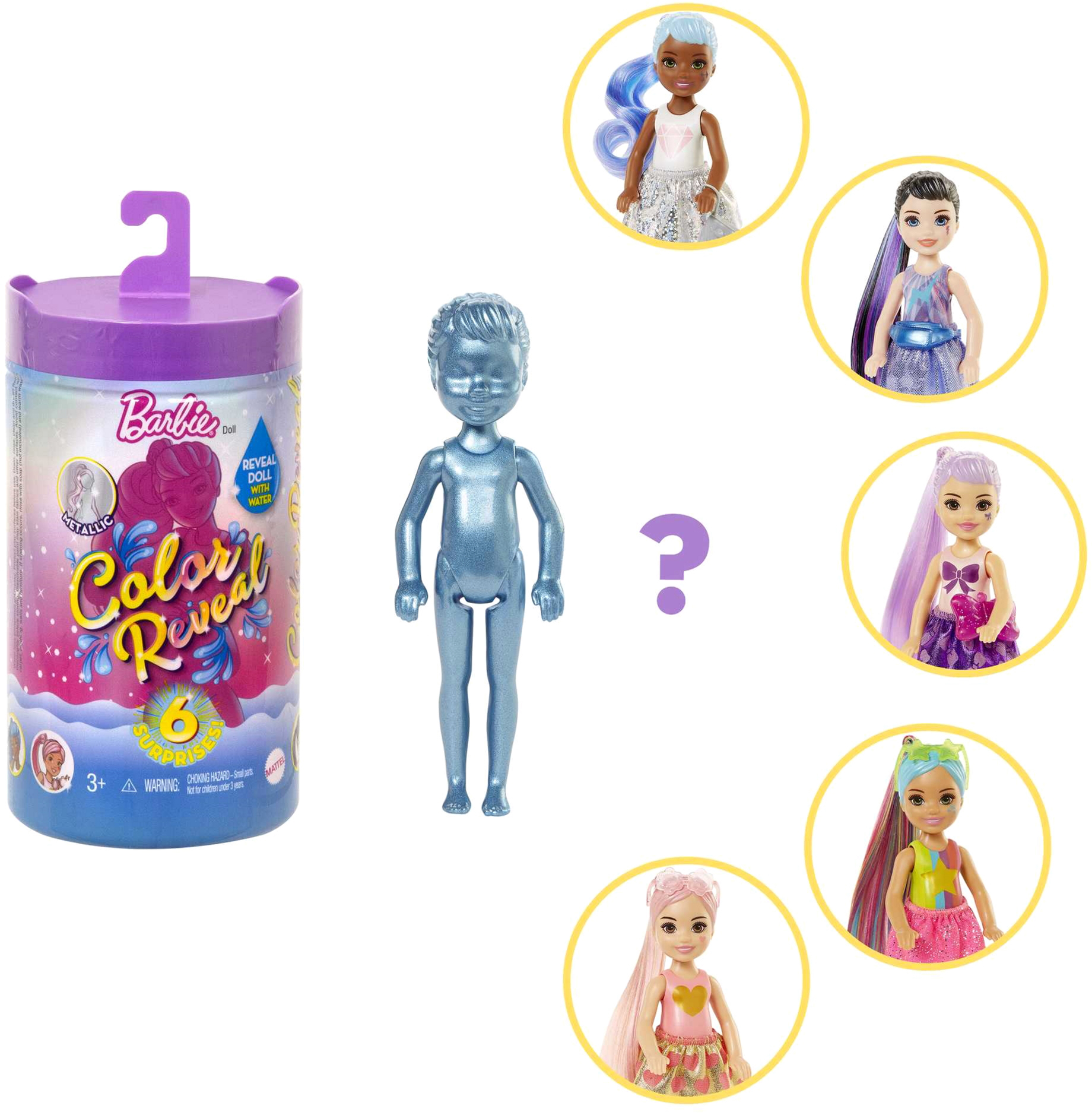 

Кукла-сюрприз Barbie Челси и друзья Цветное перевоплощения серия "Блестящие" в асортименте (GTT23)