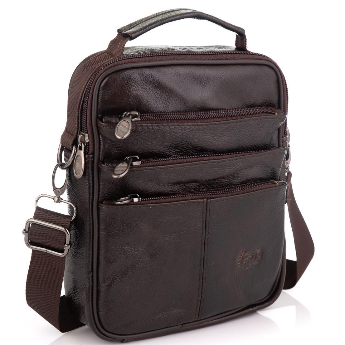 

Коричневая мужская сумка мессенджер HD Leather NM24-218C