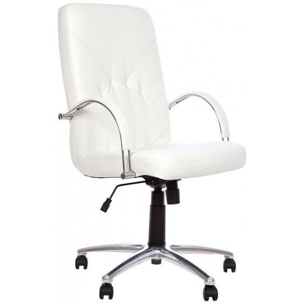 

Кресло офисное для кабинета MANAGER steel CHR68 с механизмом Anyfix, хромированная база, подлокотники с обитыми накладками, обивка экокожа ECO 50 Новый Стиль цвет Белый